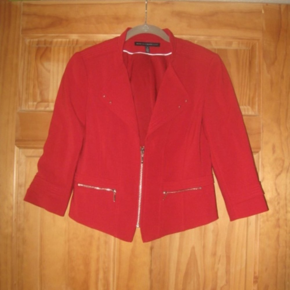 White House Black Market Red Zip Blazer